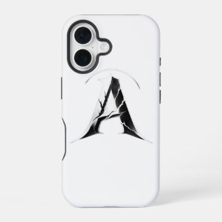 Para iPhone 16 Funda de teléfono con inicial A gótica agrietada -