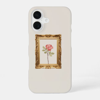 Para iPhone 16 Funda de teléfono con marco de rosa estética