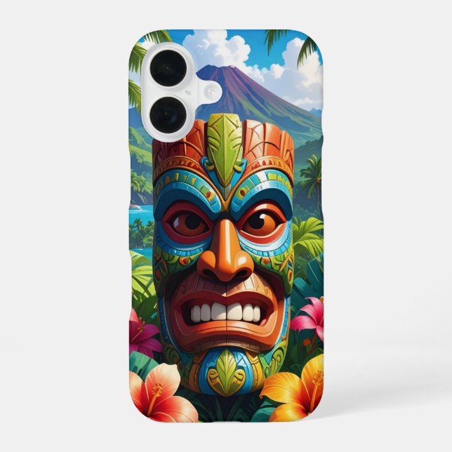 Para iPhone 16 Funda de teléfono con máscara Tiki (Reverso )