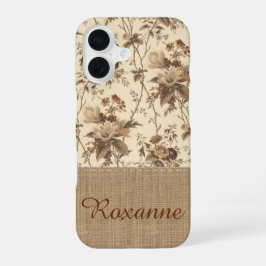 Para iPhone 16 Funda de teléfono con monograma de tela de arpille