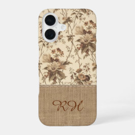 Para iPhone 16 Funda de teléfono con monograma de tela de arpille