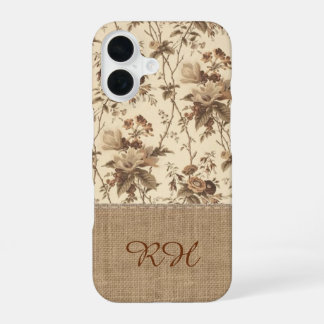 Para iPhone 16 Funda de teléfono con monograma de tela de arpille