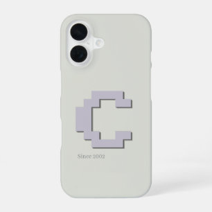 Para iPhone 16 Funda de teléfono con monograma retro de pixel art