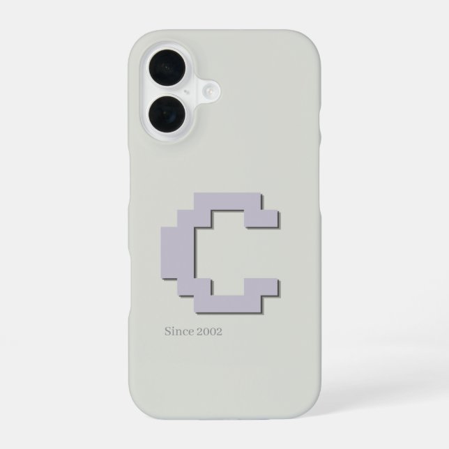 Para iPhone 16 Funda de teléfono con monograma retro de pixel art (Reverso )