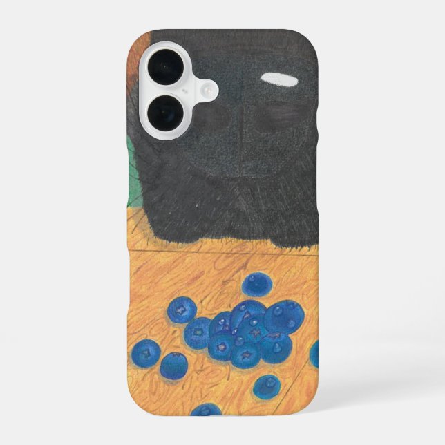 Para iPhone 16 Funda de teléfono con nariz de perro y arándanos (Reverso )