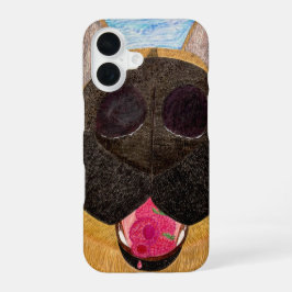 Para iPhone 16 Funda de teléfono con nariz de perro y frambuesa