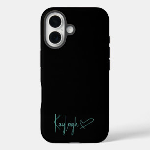 Para iPhone 16 Funda de teléfono con nombre en escritura negra y
