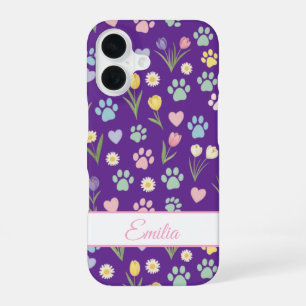 Para iPhone 16 Funda de teléfono con nombre personalizado y huell