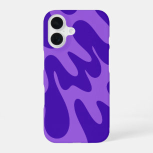 Para iPhone 16 Funda de teléfono con olas de estilo retro púrpura