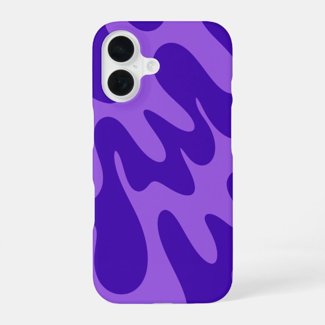 Para iPhone 16 Funda de teléfono con olas de estilo retro púrpura (Reverso )
