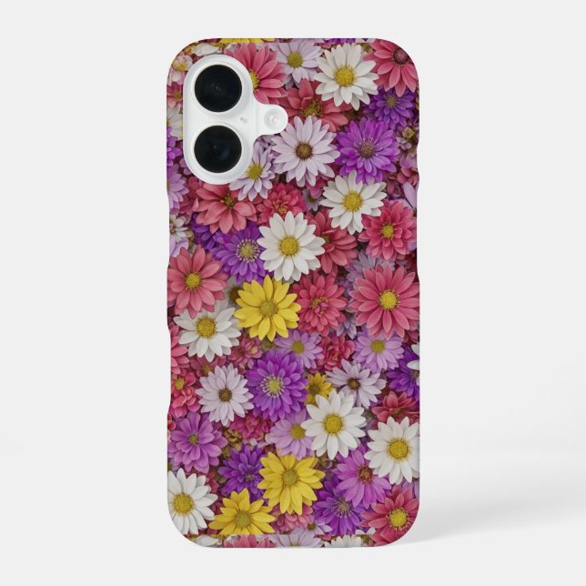 Para iPhone 16 Funda de teléfono con pared floral 3D (Reverso )