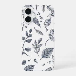 Para iPhone 16 Funda de teléfono con patrón de hoja botánica en b