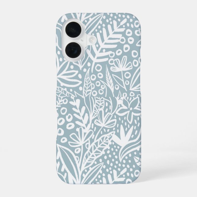 Para iPhone 16 Funda de teléfono con patrón de jardín botánico (Reverso )