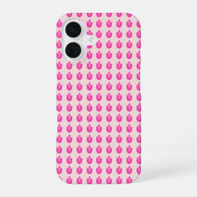 Para iPhone 16 Funda de teléfono con patrón floral rosa (Reverso )