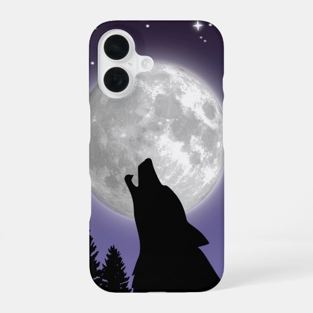 Para iPhone 16 Funda de teléfono con un lobo aullando a la luna l (Reverso )
