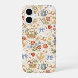 Para iPhone 16 Funda de teléfono Cottagecore de ganso vintage