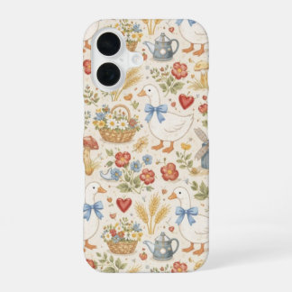 Para iPhone 16 Funda de teléfono Cottagecore de ganso vintage