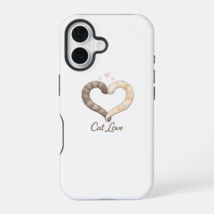 Para iPhone 16 Funda de teléfono de amor de gato – Diseño de cora