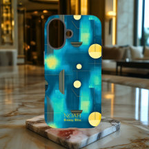Funda de teléfono de arte geométrico azul verde y