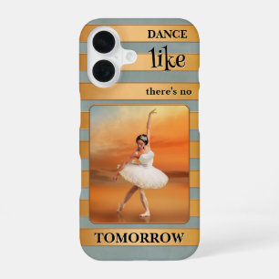 Para iPhone 16 Funda de teléfono de bailarina a rayas en rosa oro