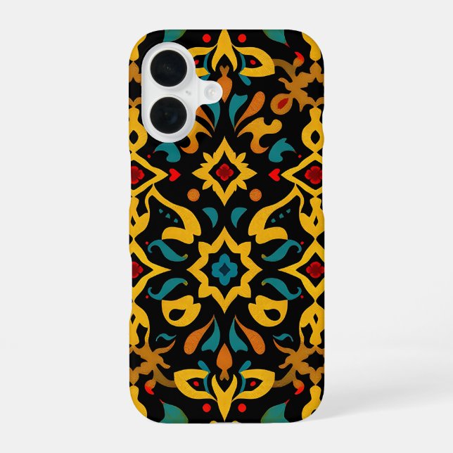 Para iPhone 16 Funda de teléfono de baldosas exóticas vibrantes (Reverso )