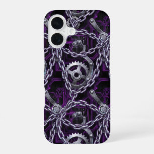 Para iPhone 16 Funda de teléfono de circuito de cadena Cyber Goth