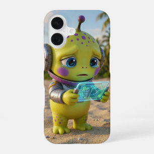 Para iPhone 16 Funda de teléfono de concha de playa de alienígena
