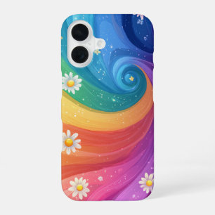Para iPhone 16 Funda de teléfono de floración arcoíris