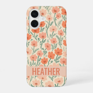 Para iPhone 16 Funda de teléfono de flores personalizadas | Rosa