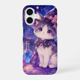 Para iPhone 16 Funda de teléfono de gatito bruja linda