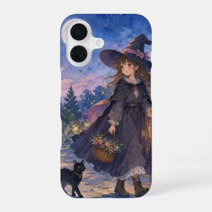 Para iPhone 16 Funda de teléfono de gatito bruja linda