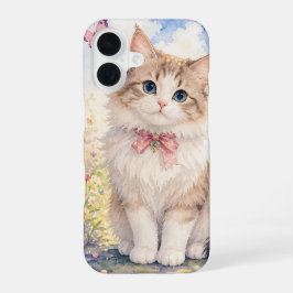 Para iPhone 16 Funda de teléfono de gatito esponjoso de primavera