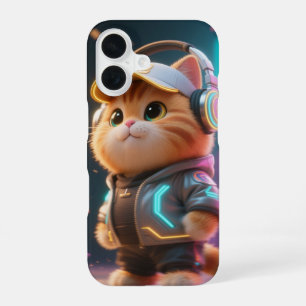 Para iPhone 16 Funda de teléfono de gato Kawaii cibernético