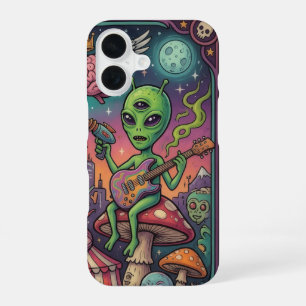 Para iPhone 16 Funda de teléfono de hongo con alien psicodélico t