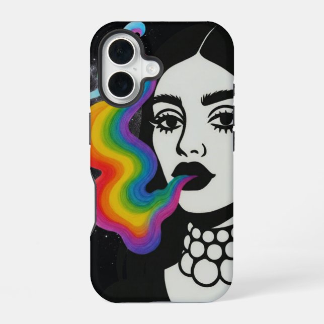 Para iPhone 16 Funda de teléfono de humo de arcoíris (Reverso )