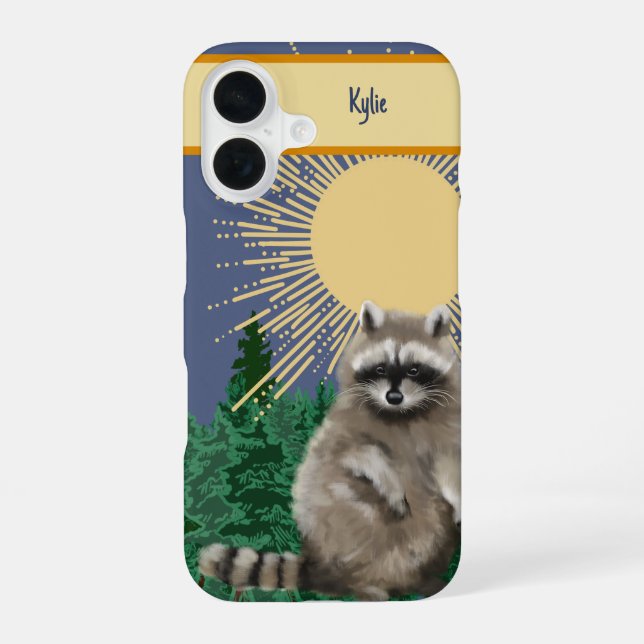 Para iPhone 16 Funda de teléfono de mapache (Reverso )