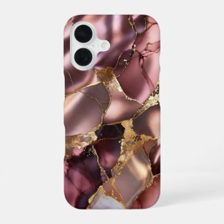 Para iPhone 16 Funda de teléfono de mármol en oro rosa Abstracto