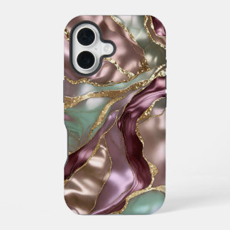 Para iPhone 16 Funda de teléfono de mármol en oro rosa Sage de lu