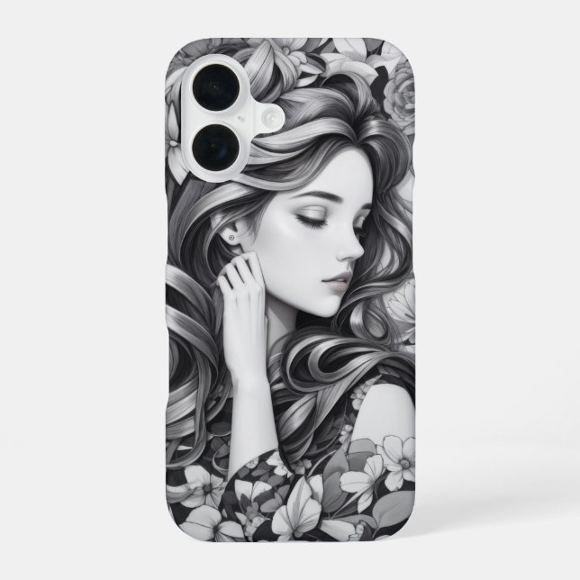 Para iPhone 16 Funda de teléfono de mujer durmiendo (Reverso )