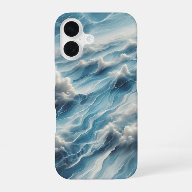 Para iPhone 16 Funda de teléfono de olas de mar azul profundo de  (Reverso )