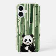 Funda de teléfono de panda vintage con bambú
