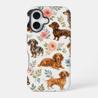 Funda de teléfono de perro salchicha floral - Patr