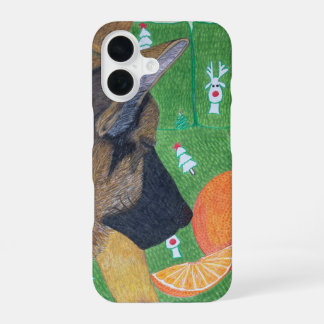 Para iPhone 16 Funda de teléfono de perro y naranja