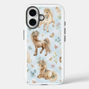 Para iPhone 16 Funda de teléfono de pony en miniatura floral