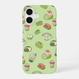 Para iPhone 16 Funda de teléfono de postres matcha Kawaii