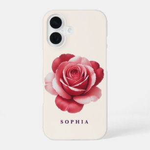 Para iPhone 16 Funda de teléfono de rosa roja personalizada Elega