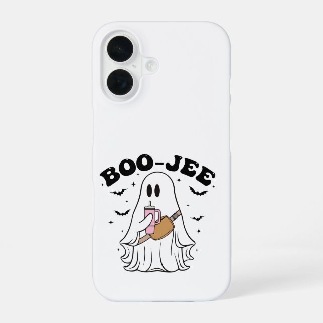 Para iPhone 16 Funda de teléfono fantasma BOO-JEE Halloween linda (Reverso )