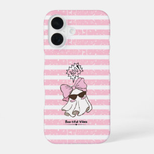 Para iPhone 16 Funda de teléfono fantasma lindo espeluznante rosa