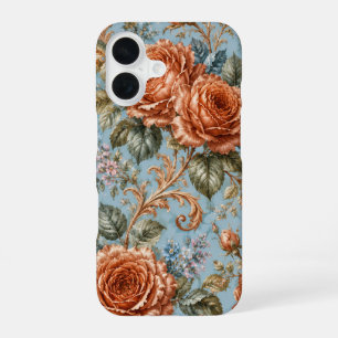 Para iPhone 16 Funda de teléfono floral botánico vintage Copper R