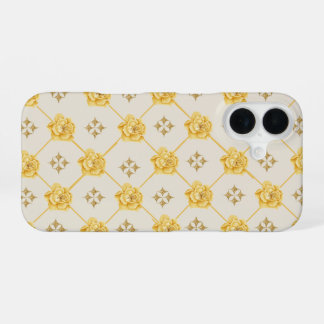 Para iPhone 16 Funda de teléfono floral dorada | Flores amarillas